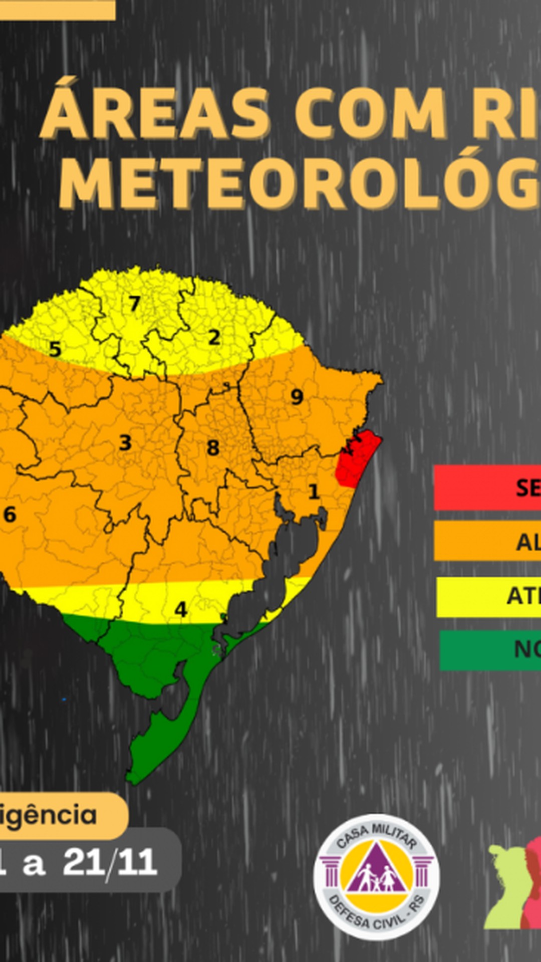 Chuva intensa pode causar transtornos na região Sul